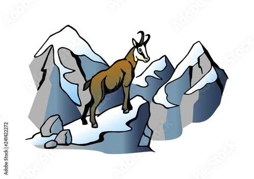 chamois on a rock Julian Alps Slovenia clipart