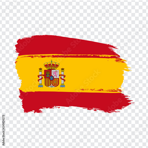Flag Spain from brush strokes.  Flag Kingdom of Spain on transparent background for your web site design, logo, app, UI. Stock vector. Vector illustration EPS10.