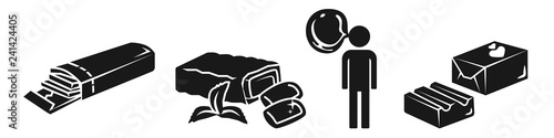Gum icon set. Simple set of gum vector icons for web design on white background