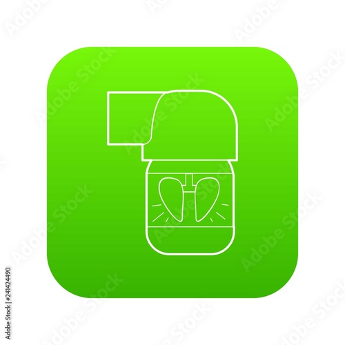 Inhaler for lung icon green vector isolated on white background