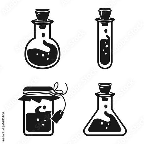 Potion icon set. Simple set of potion vector icons for web design on white background
