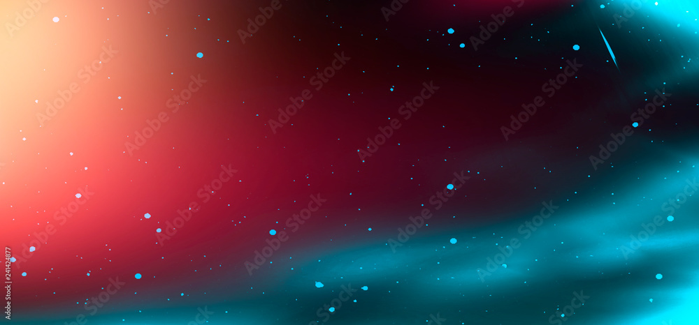 Fototapeta premium Mountains and neon lights of the northern lights. Night shine, dark background. Abstract nature.