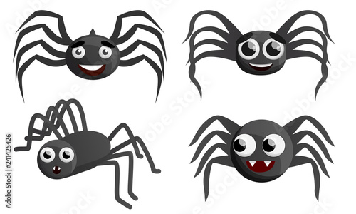 Fototapeta Naklejka Na Ścianę i Meble -  Spider icon set. Cartoon set of spider vector icons for web design