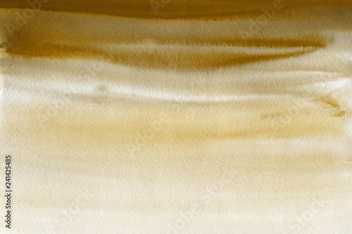 Gold luxury ink and watercolor textures on white paper background. Paint leaks and ombre effects. Hand painted vintage texture.