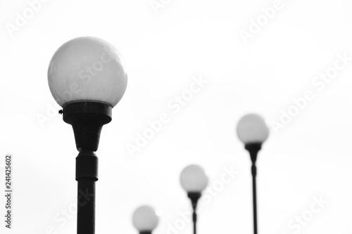 luxury antique street light lamp on pale white background