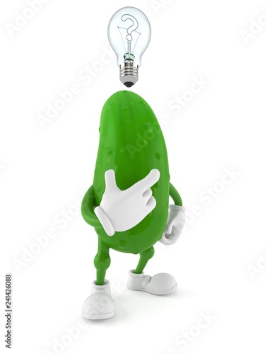 Cucumber character having an idea