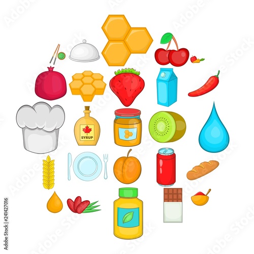 Vegetarian cuisine icons set. Cartoon set of 25 vegetarian cuisine vector icons for web isolated on white background