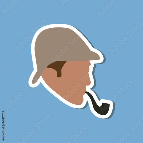 paper sticker on stylish background Sherlock Holmes