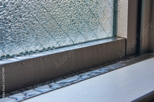 Condensation on the sash window frame photo