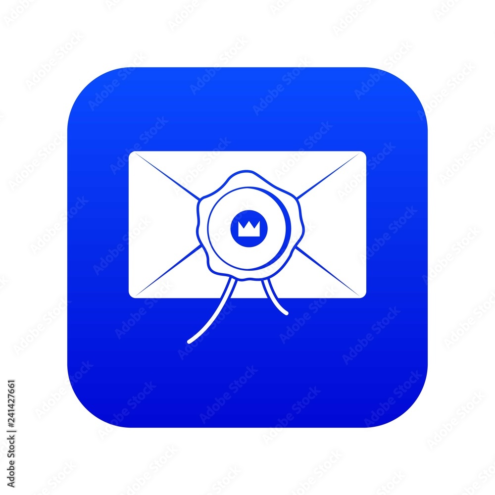 Envelope with wax seal icon digital blue for any design isolated on white vector illustration Envelope with wax seal icon digital blue for any design isolated on white vector illustration