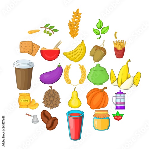 Nosh icons set. Cartoon set of 25 nosh vector icons for web isolated on white background