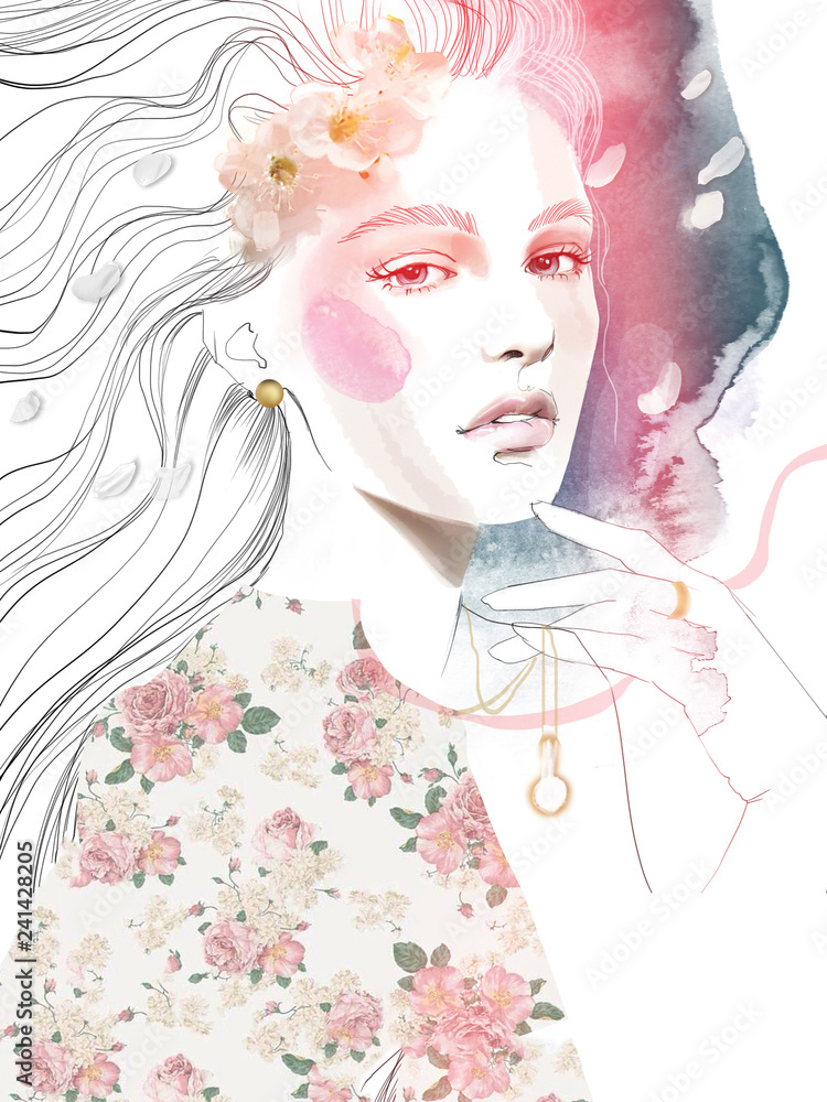 90s beautiful girl woman portrait illustration 90s beautiful girl woman portrait illustration