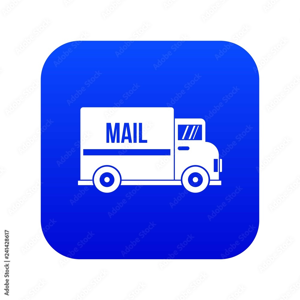 Mail truck icon digital blue for any design isolated on white vector illustration Mail truck icon digital blue for any design isolated on white vector illustration