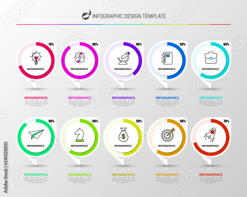 Infographic design template. Creative concept with 10 steps