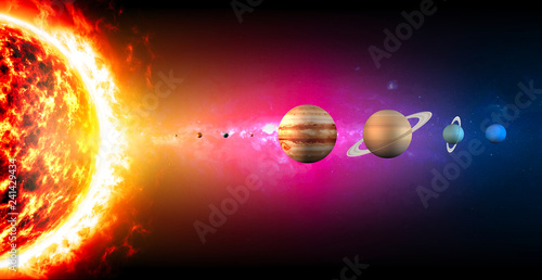 Sistema solare, pianeti diametro e grandezze, dimensioni. Rapporto di grandezze. Spazio e universo
