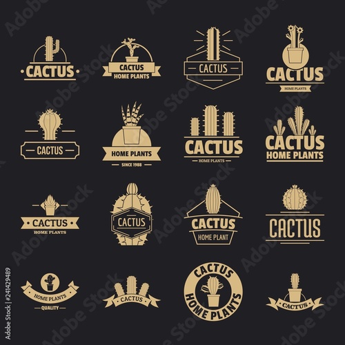 Cactus logo icons set. Simple illustration of 16 cactus logo vector icons for web