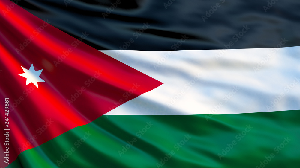 Jordan flag. Waving flag of Jordan 3d illustration Jordan flag. Waving flag of Jordan 3d illustration