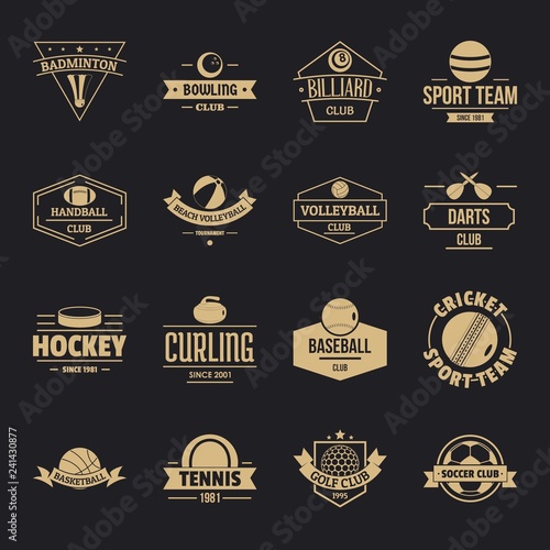Sport balls logo icons set. Simple illustration of 16 sport balls logo vector icons for web