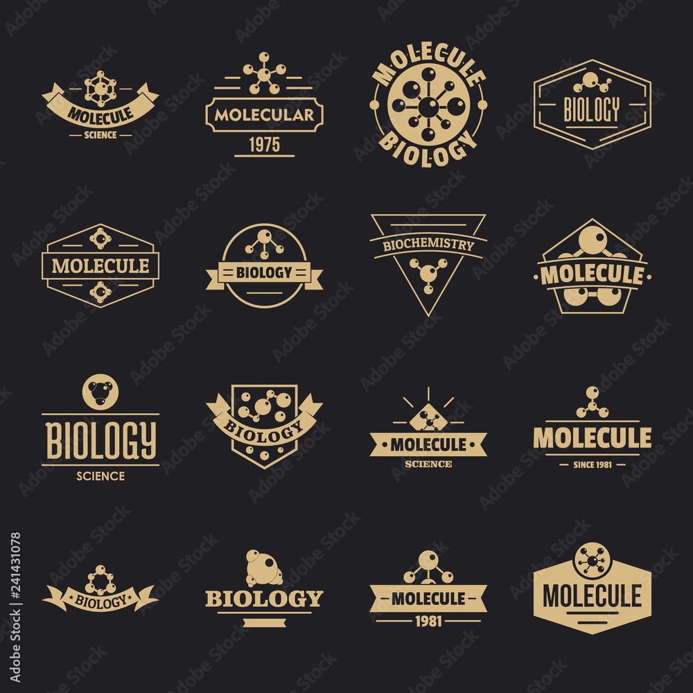 Molecule logo icons set. Simple illustration of 16 molecule logo vector icons for web