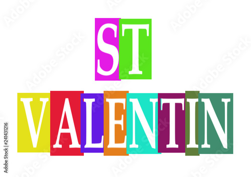 st valentin en lettres colorées