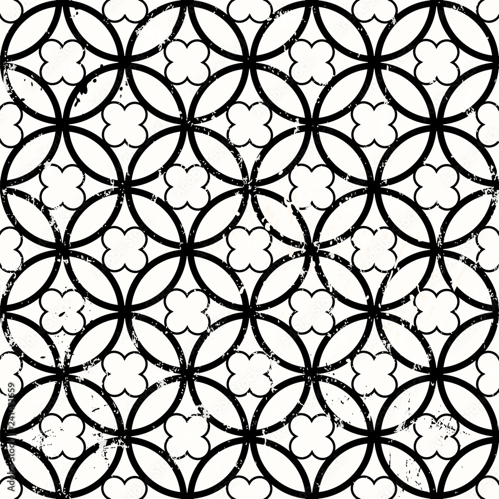 Fototapeta premium seamless abstract geometric pattern background, with circles, quatrefoil, strokes and splashes