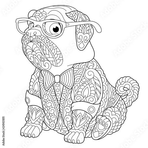 zentangle pug dog coloring page