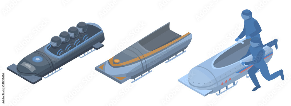 Naklejka Bobsleigh icon set. Isometric set of bobsleigh vector icons for web design isolated on white background
