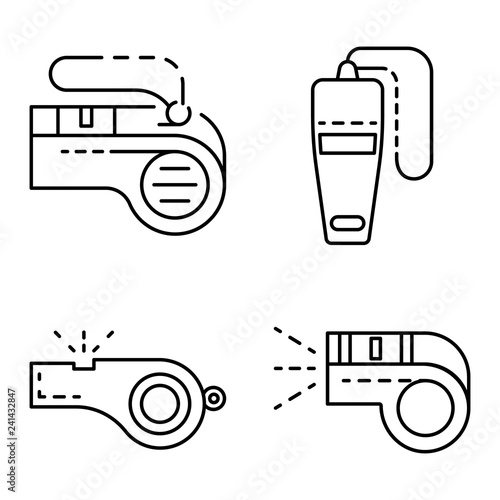 Whistle icon set. Outline set of whistle vector icons for web design isolated on white background