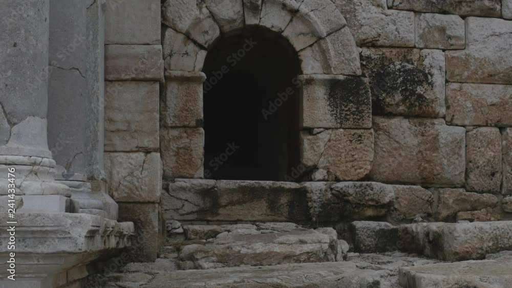 dark entrance in Antonine fountain in Sagalassos ancient, Turkey dark entrance in Antonine fountain in Sagalassos ancient, Turkey