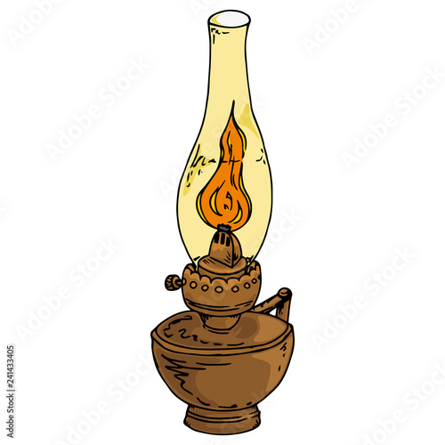 Kerosene lamp. Oil lamp. Vector illustration of a kerosene lamp.
