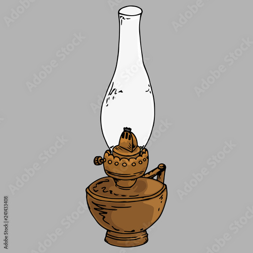 Kerosene lamp. Oil lamp. Vector illustration of a kerosene lamp.