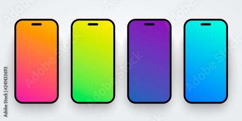 Vector Illustration soft colorful background set. Modern smartphone screen design for mobile app. Soft color gradients. 