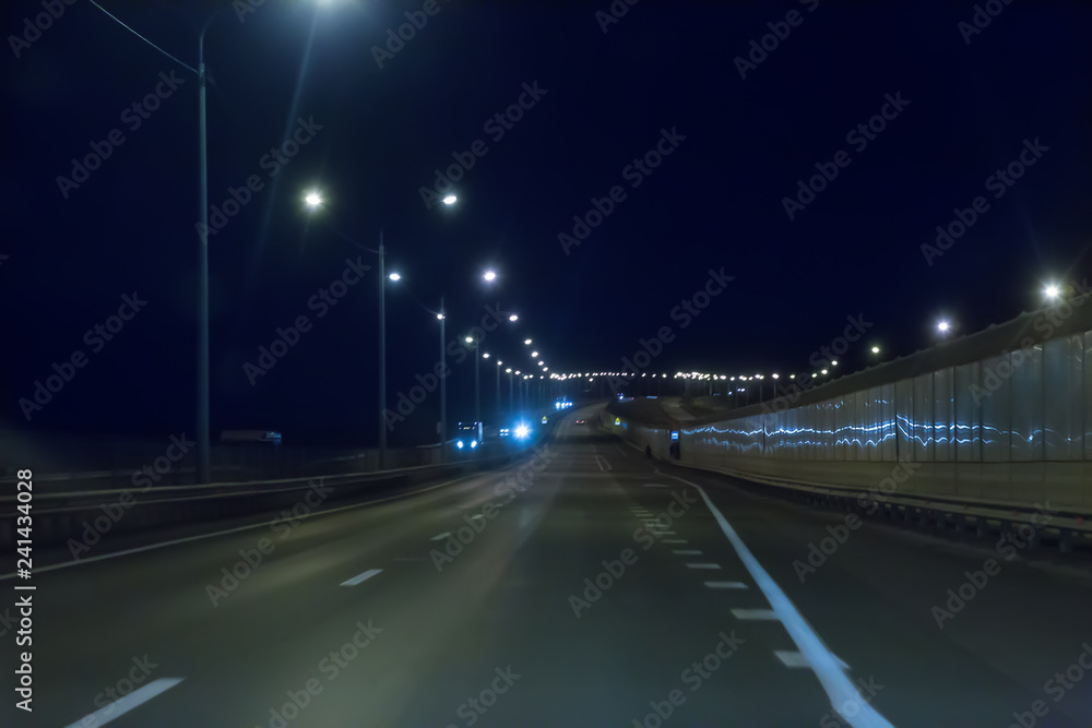Traffic on the night freeway