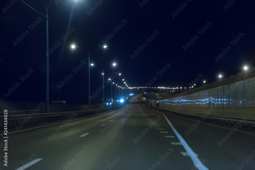 Traffic on the night freeway Traffic on the night freeway