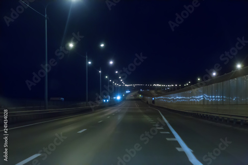 Traffic on the night freeway