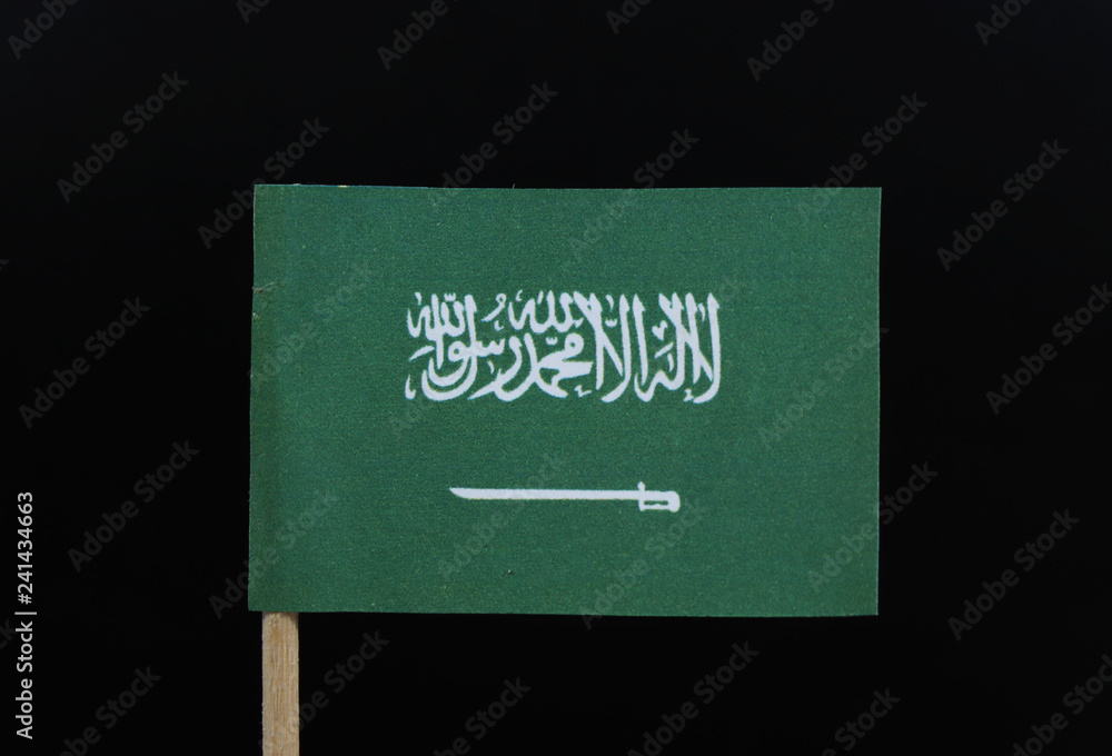 A official and unique flag of the Kingdom of Saudi Arabia on toothpick