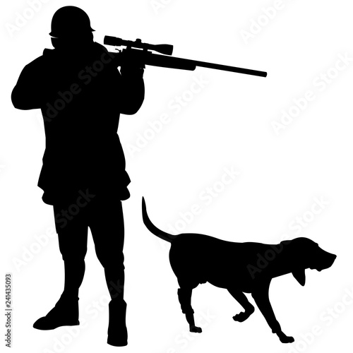 People-Hunter Silhouette With a Hound Dog