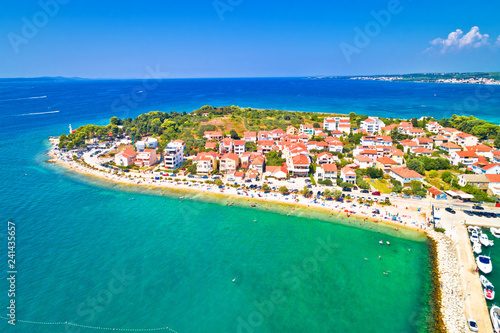 Puntamika peninsula in Zadar waterfront aerial summer view