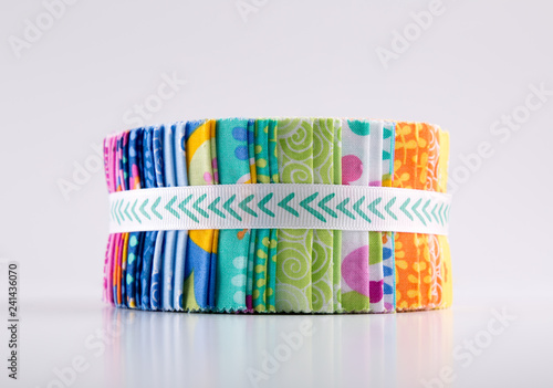 Fabric, Jelly Roll Quilting fabric isolated on white background