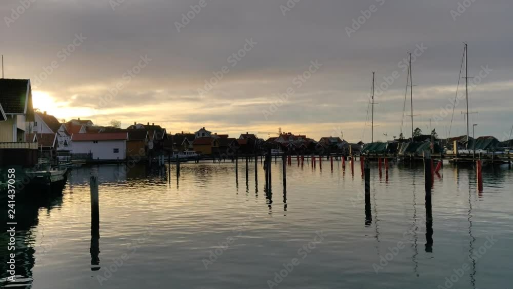 Small Town Harbour of Fjällbacka, West of Sweden, Calm Evening Small Town Harbour of Fjällbacka, West of Sweden, Calm Evening