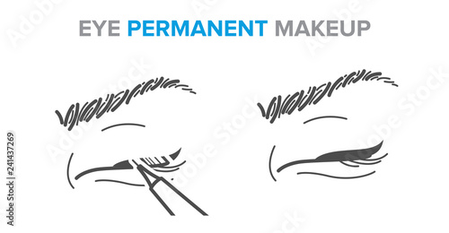 Eyeliner procedure illustration, eye permanent makeup, microblading