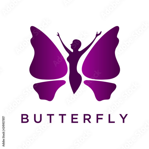 Butterfly Woman with Leaves logo design inspiration, Beautiful Butterfly logo, this logo symbolize, some thing beautiful, soft, calm, nature, metamorphosis, graceful, and elegant.
