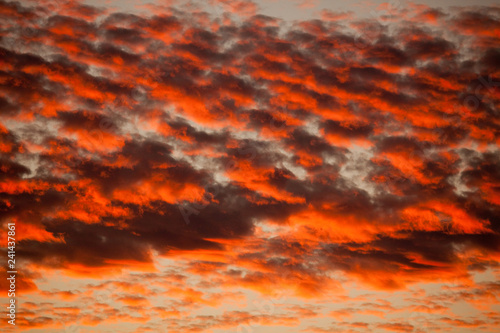 Orange Cirrocumulus clouds