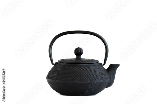 black cast iron Kettle, isolated on white background