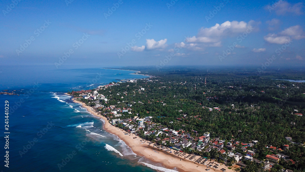 Ocean coast in Sri Lanka from the height of bird flight