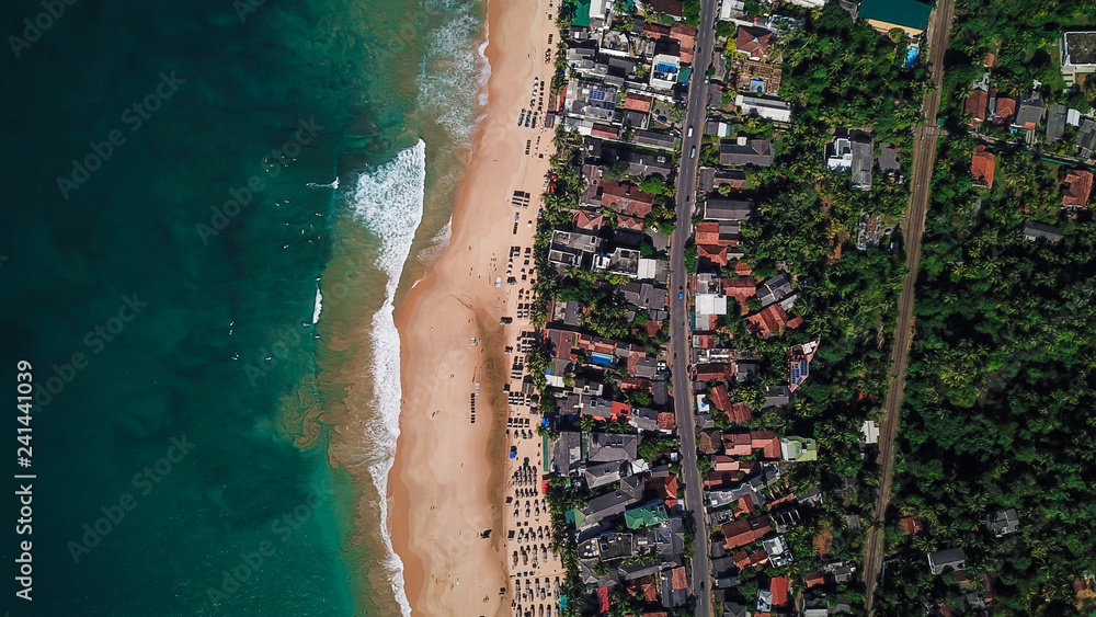 Ocean coast in Sri Lanka from the height of bird flight