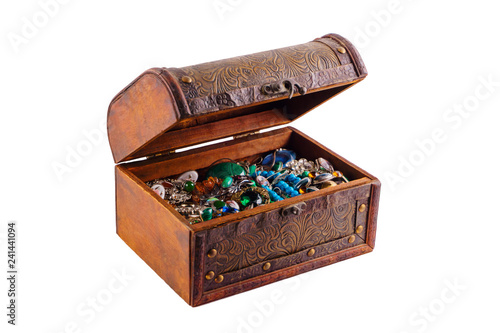 vintage jewelry box on white background