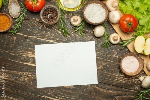 Organic fresh vegetables on wooden table