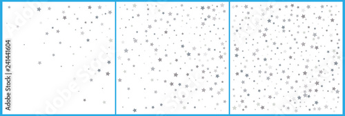 Silver star confetti celebrations. Simple festive modern design.