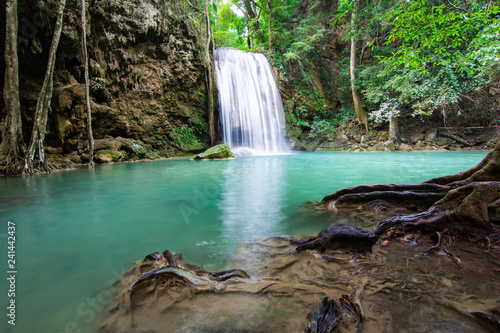 Erawan Falls  The third waterfall     Pha Nam Tok  with emerald green pond in Erawan  National Park.